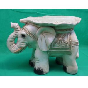 Figura Decorativa Elefante de Yeso – Base Ornamental Tallada